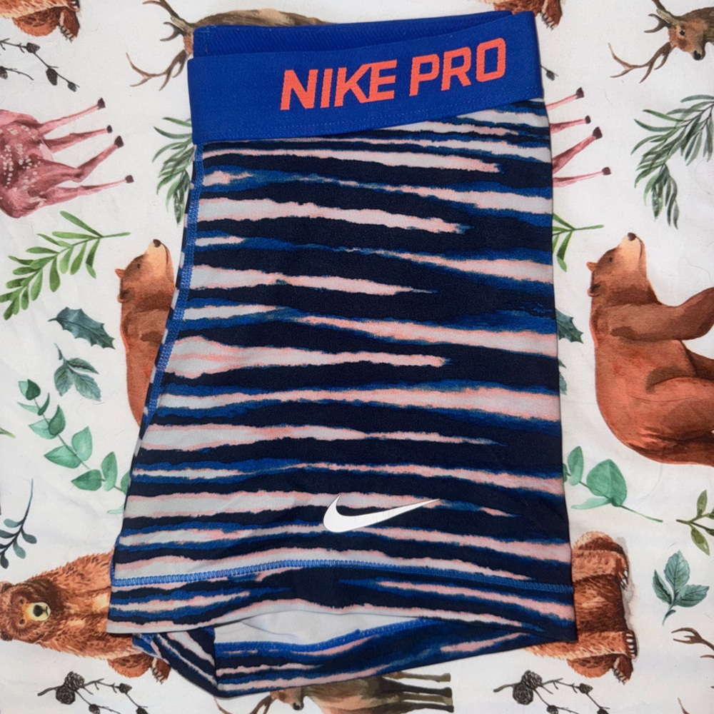 Nike Pro Blue and Pink Athletic Spandex Shorts
